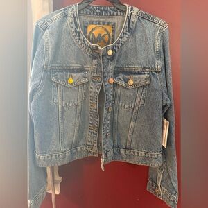 Michael Kors Women's Denim Jean Jacket Size L Stoned Washed